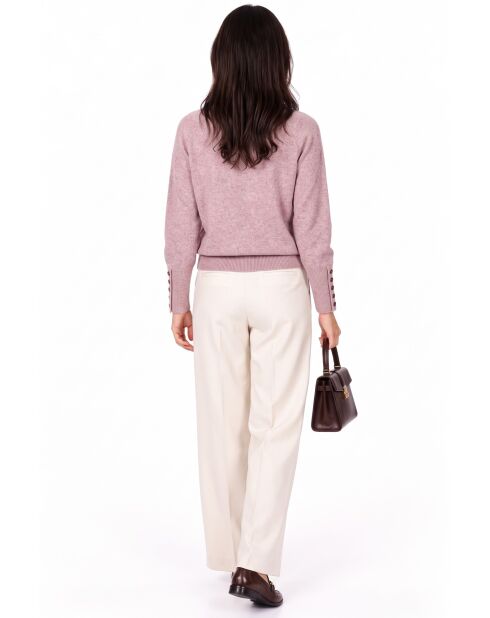 Arielle puderrosa Oversize-Langarmpullover mit Rundhalsausschnitt