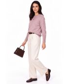 Arielle puderrosa Oversize-Langarmpullover mit Rundhalsausschnitt