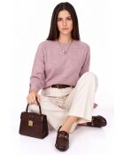 Arielle puderrosa Oversize-Langarmpullover mit Rundhalsausschnitt