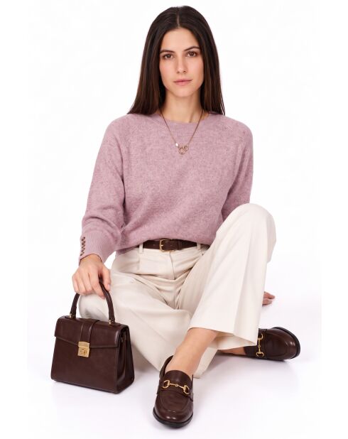 Arielle puderrosa Oversize-Langarmpullover mit Rundhalsausschnitt