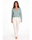 Maglione Jude in giada con scollo a V con maniche lunghe raglan e taglio a palloncino
