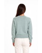 Maglione Jude in giada con scollo a V con maniche lunghe raglan e taglio a palloncino