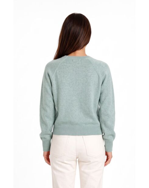 Pull col V à manches raglan longues, coupe ballon Jude jade