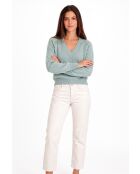 Maglione Jude in giada con scollo a V con maniche lunghe raglan e taglio a palloncino