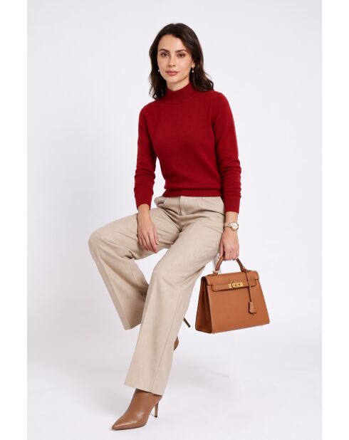 Pull col montant classique à manches longues tricotage en 2 fils Jeanne hermès