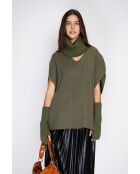 Girocollo verde in misto cashmere a costine aderenti a 12 fili