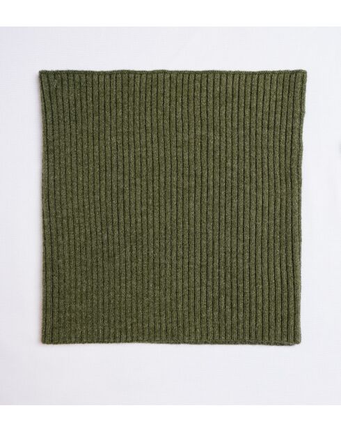 Girocollo verde in misto cashmere a costine aderenti a 12 fili