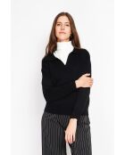 Maglione nero oversize con scollo a V a maniche lunghe Hélène
