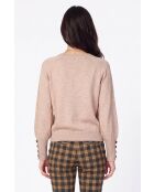 Maglione oversize Arielle cammello a maniche lunghe con scollo tondo