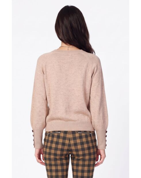 Pull oversize col rond à manches longues Arielle camel
