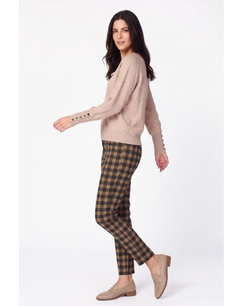 Pull oversize col rond à manches longues Arielle camel