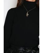 Maglione dolcevita classico a maniche lunghe in maglia a 2 fili Isabelle nero