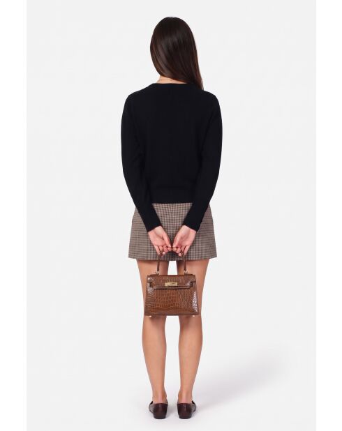Pull oversize col rond à manches longues Arielle noir