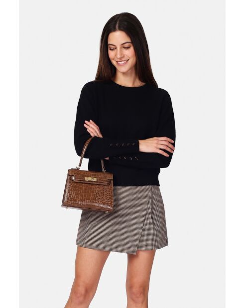 Pull oversize col rond à manches longues Arielle noir