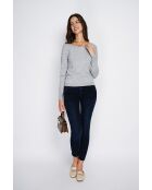 Maglione girocollo classico Joséphine in flanella a 2 fili con maniche lunghe