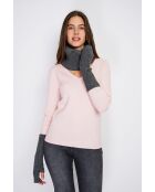 Girocollo in misto cashmere a costine con lupo a 12 strati