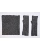 Girocollo in misto cashmere a costine con lupo a 12 strati