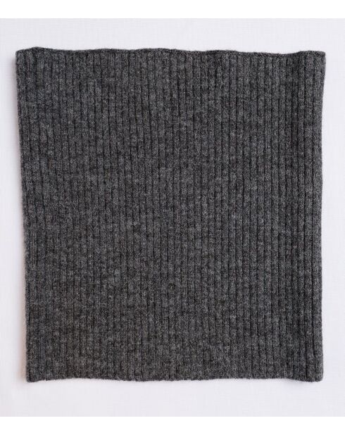 Girocollo in misto cashmere a costine con lupo a 12 strati