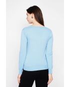 Maglione classico con scollo a V a maniche lunghe lavorato a maglia a 2 fili Grigio celeste