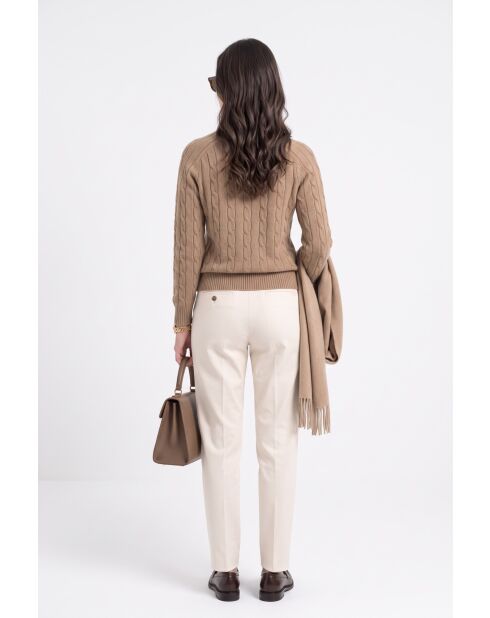 Pull torsadé col rond en laine Full nougat