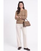 Pull torsadé col rond en laine Full nougat