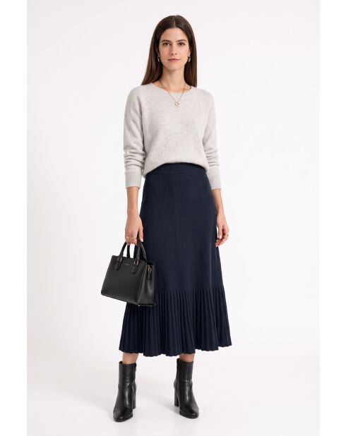 Chill zwarte fantasiegebreide lange rok met elastische taille