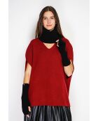 Girocollo nero in misto cashmere a costine aderenti a 12 fili