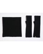 Girocollo nero in misto cashmere a costine aderenti a 12 fili