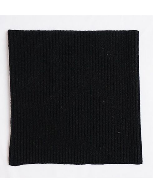 Girocollo nero in misto cashmere a costine aderenti a 12 fili