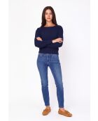 Maglione Joyce Midnight Blue Palloon a maniche lunghe lavorato a maglia con scollo a barchetta