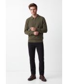 Polo a maniche lunghe Océane kaki con mezza zip