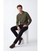 Polo a maniche lunghe Océane kaki con mezza zip
