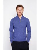 Mathilde Blue Jeans Langarmpullover mit Reißverschluss und Trucker-Kragen