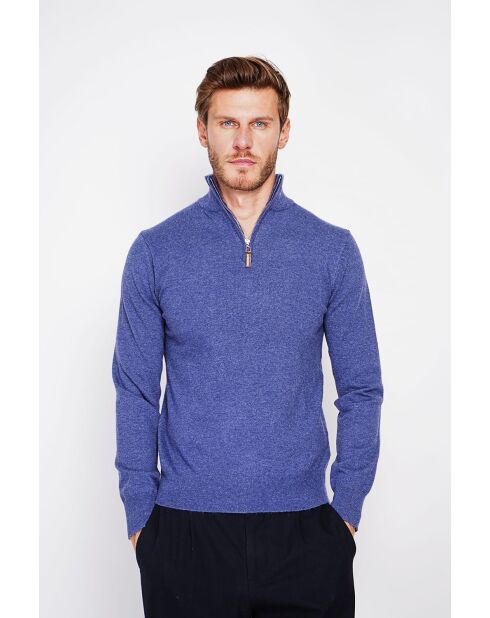 Mathilde Blue Jeans Langarmpullover mit Reißverschluss und Trucker-Kragen
