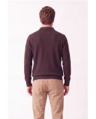 Polo a maniche lunghe Océane café con mezza zip