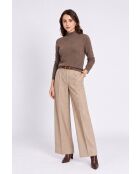 Jeanne Brown Maglione classico a collo alto a maniche lunghe lavorato a maglia a 2 fili