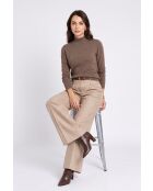Jeanne Brown Maglione classico a collo alto a maniche lunghe lavorato a maglia a 2 fili