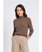Jeanne Brown Maglione classico a collo alto a maniche lunghe lavorato a maglia a 2 fili