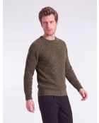 Manon Khakifarbener Wollpullover mit Rundhalsausschnitt