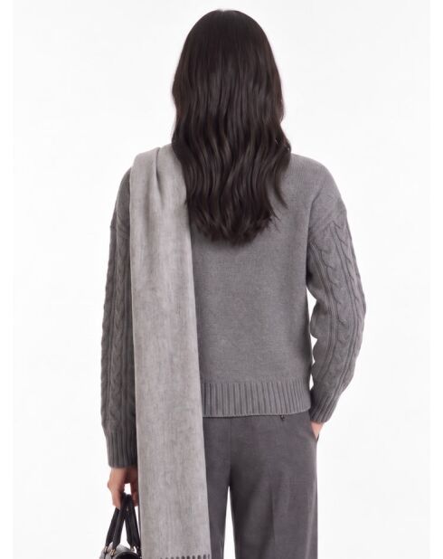 Gliss Langarmpullover aus Flanellwolle mit Zopfausschnitt