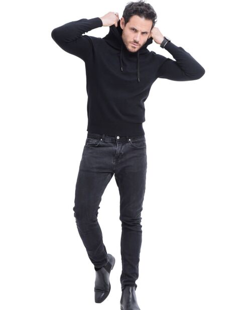 Hugo schwarzer Langarm-Kapuzenpullover mit Kordelzug