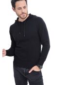 Hugo schwarzer Langarm-Kapuzenpullover mit Kordelzug