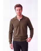 Maglione polo oversize bicolore Chloé khaki a maniche lunghe
