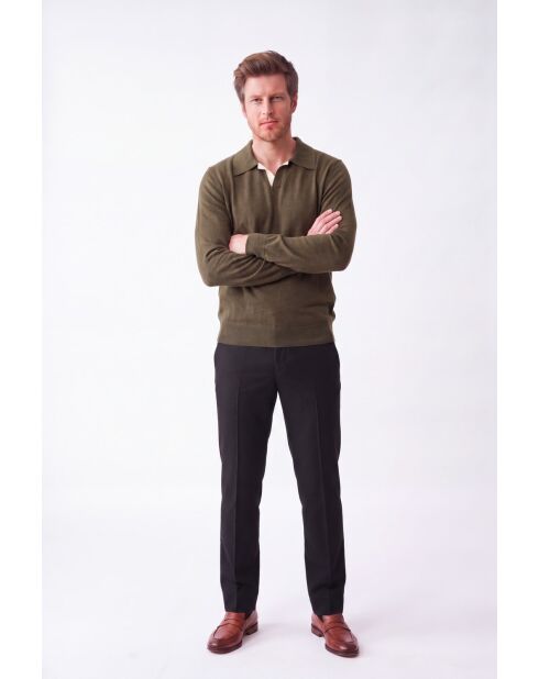 Maglione polo oversize bicolore Chloé khaki a maniche lunghe