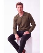 Maglione polo oversize bicolore Chloé khaki a maniche lunghe