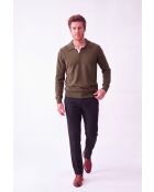Maglione polo oversize bicolore Chloé khaki a maniche lunghe