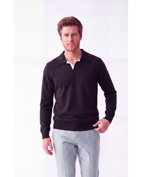 Maglione polo a manica lunga bicolore oversize Chloé nero