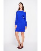 Vestido de punto con cuello en forma de embudo con abertura en los hombros en color azul real de Anais y perla