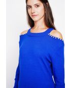 Vestido de punto con cuello en forma de embudo con abertura en los hombros en color azul real de Anais y perla