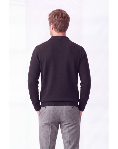 Polo a manica lunga nera Océane con mezza zip